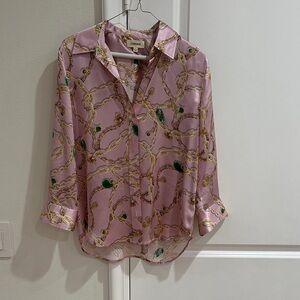 L'AGENCE Pink Chain Print Blouse